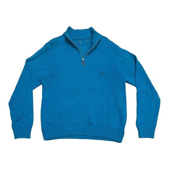 Vintage Ralph Lauren Chaps Men's Turquoise Blue Quarter-Zip Pullover Sweater L - Picture 1 of 5